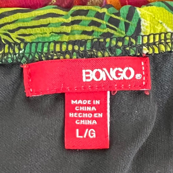 BONGO | Tropical Hawaiian Floral Chiffon Mini Sundress Black Pink Size L - Picture 8 of 11